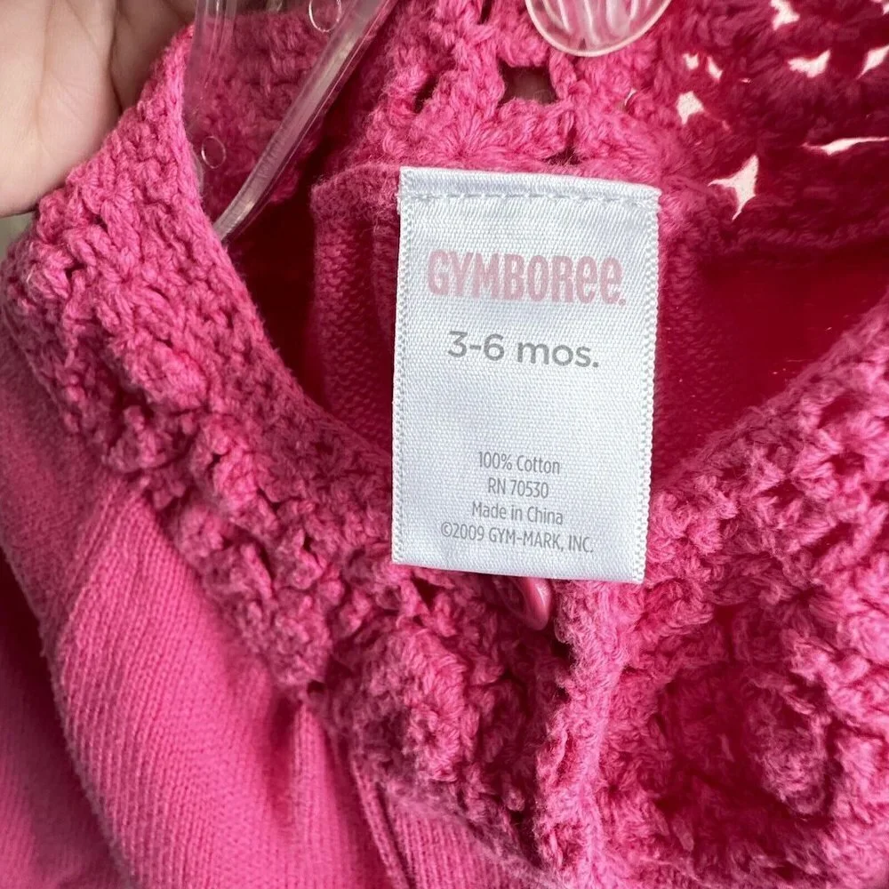 Gymboree Baby Girl 3-6 Month Pink Fushia‎ Cardigan Dress Long Sleeve Sweater